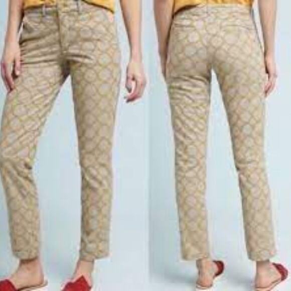 CHINO by Anthropologie Embroidered Mid Rise Relaxed Fit Pants size 26 - Picture 4 of 7